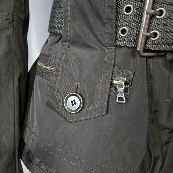 MARC AUREL Olive Green Belted Hidden Hood Jacket. Size 40/ Medium - Picture 4 of 16